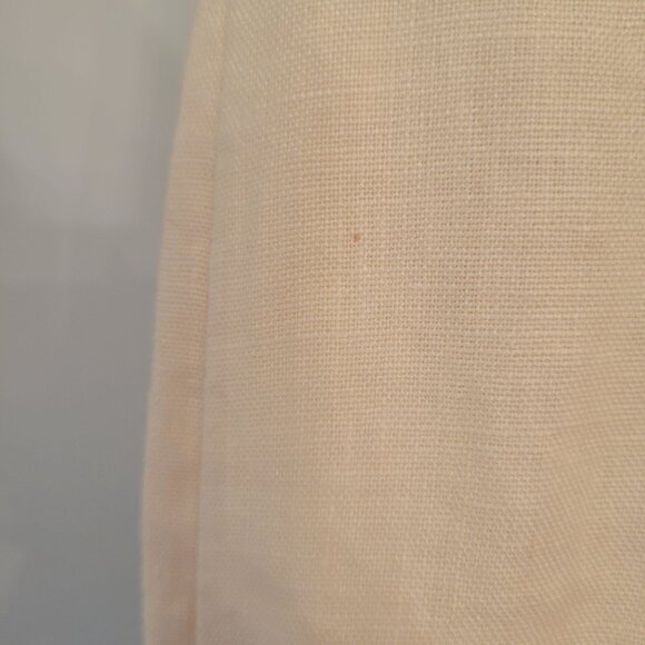 J Jill Petite 14 Linen Cream Midi Dress Button Straps Back Tie Neutral Minimalis - Picture 7 of 8